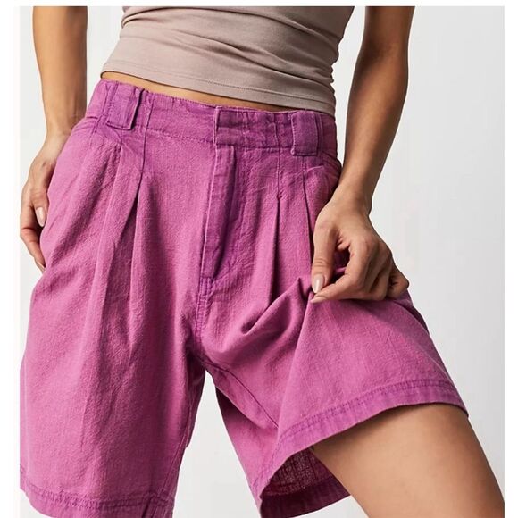 Free People Pants - Free People Say So Trouser Shorts Women 8 Purple Pink Summer Bloom Cotton New